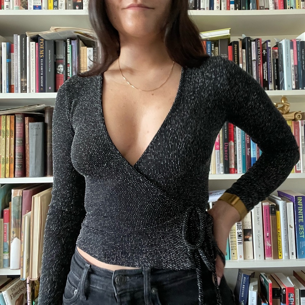 UO sparkly wrap crop top